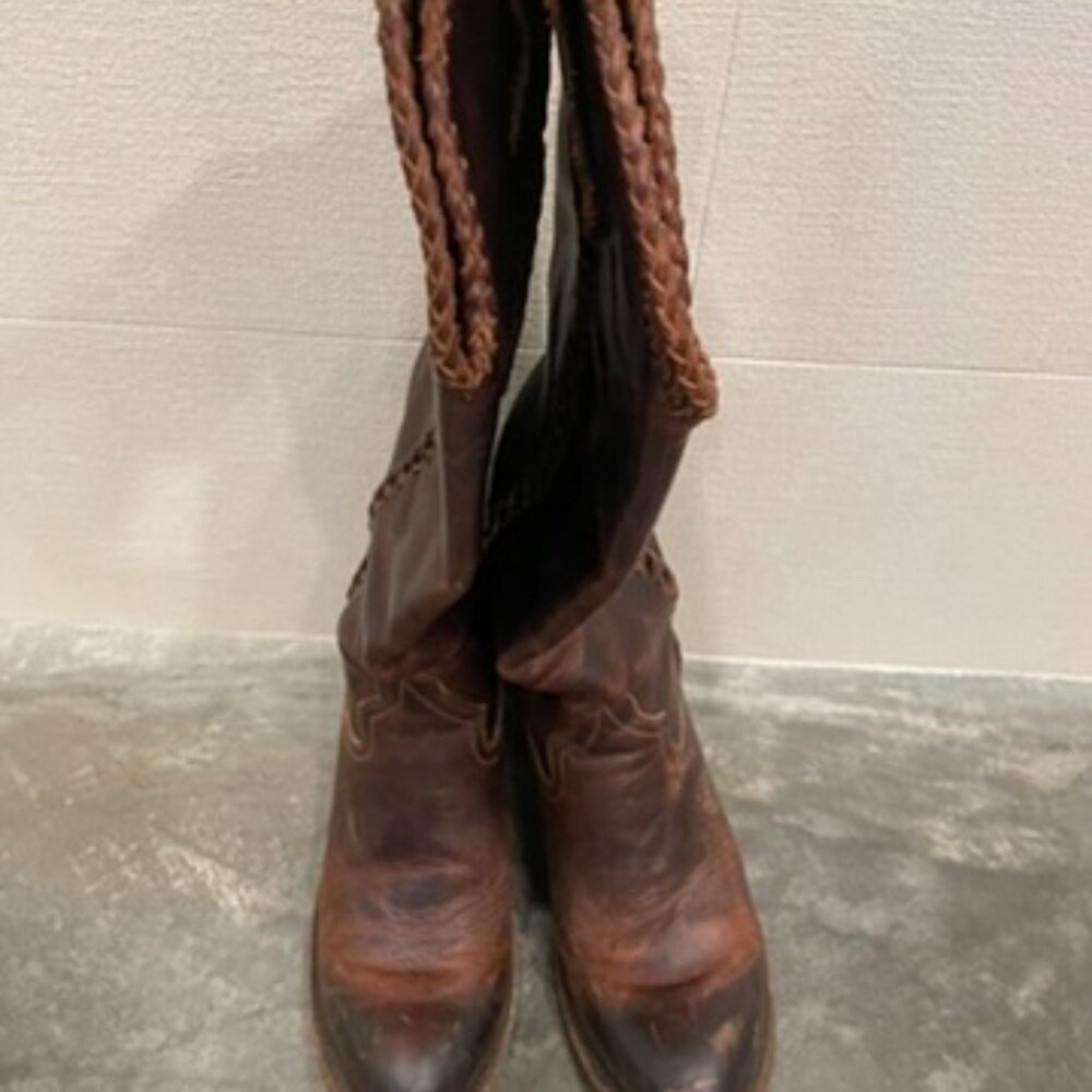 Lane Plain Jane Braided Round Toe Pull On Cowboy Womens Brown Boots Size 6.5 - Picture 7 of 11
